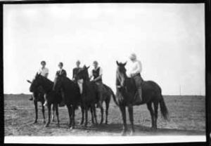 Five women from the Lubbock Girl’s Riding Club on horseback, circa 1931- Photo courtesy of the Red Raiders Retrospectives, University Archives Collection Texas Tech University
